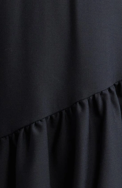 Shop Noir Kei Ninomiya Asymmetric Tiered Bubble Hem Tropical Wool Skirt In Black
