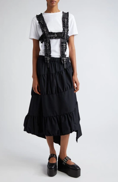 Noir Kei Ninomiya Asymmetric Wool Midi Skirt In Black