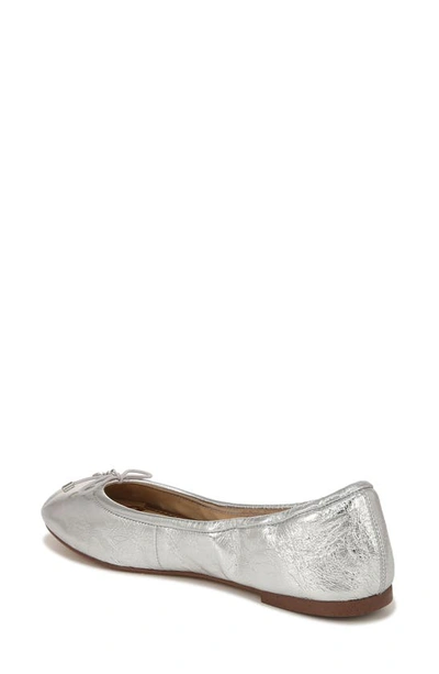 Sam Edelman Felicia Womens Leather Bow Ballet Flats In Shiny Silver