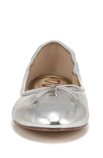 Sam Edelman Felicia Womens Leather Bow Ballet Flats In Shiny Silver