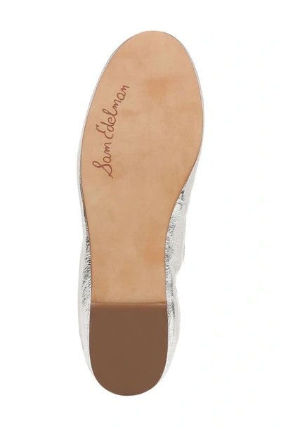 Sam Edelman Felicia Womens Leather Bow Ballet Flats In Shiny Silver