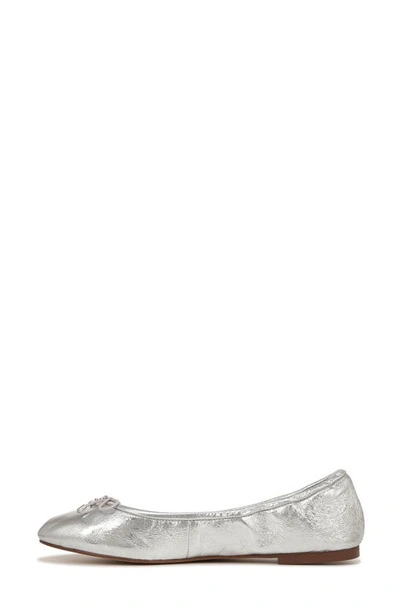 Sam Edelman Felicia Womens Leather Bow Ballet Flats In Shiny Silver