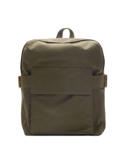 Shop Burberry Men's Trench Cotton-blend Backpack In Military