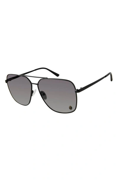 Kurt Geiger 61mm Gradient Aviator Sunglasses In Black/ Gray Gradient