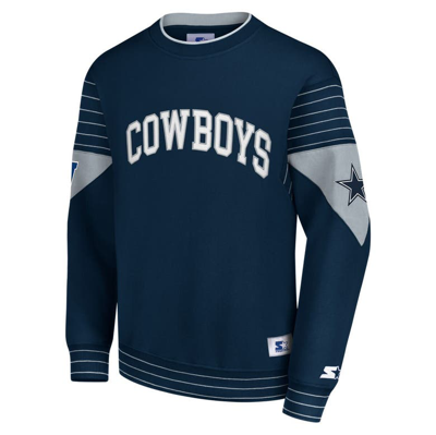 Shop Starter Navy Dallas Cowboys Face-off Pullover Sweatshirt
