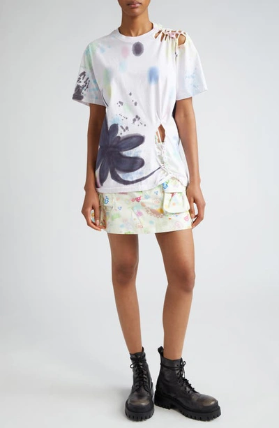 Shop Collina Strada Nash Painted Floral Ripped Organic Cotton T-shirt In White/ Flower Burst