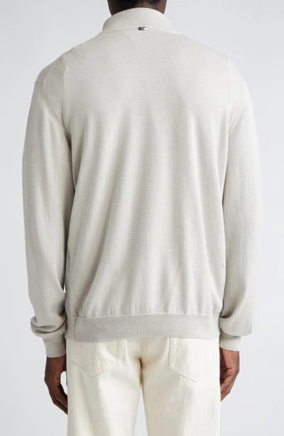 Herno Cotton Knit Zip Cardigan In 1315 Stone