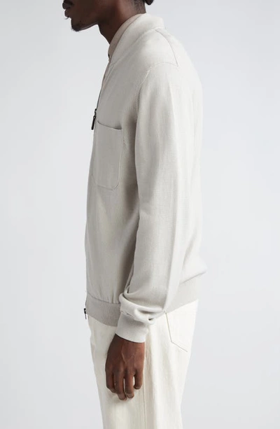 Herno Cotton Knit Zip Cardigan In 1315 Stone