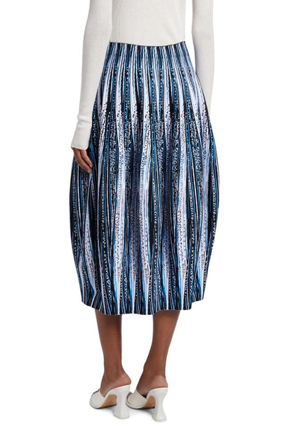 Shop Bottega Veneta Feather Jacquard Balloon Midi Skirt In Blue/ Black