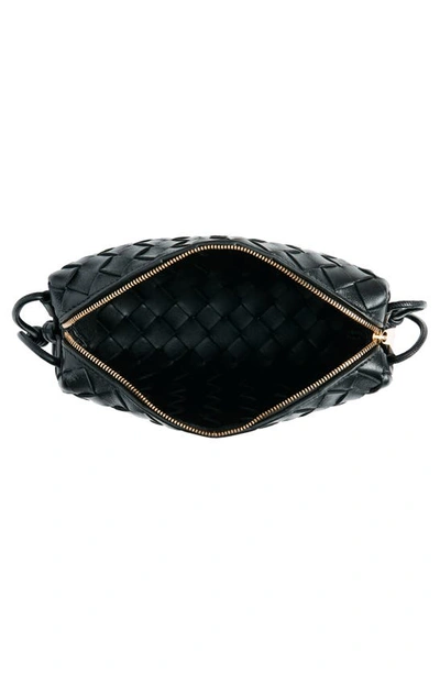 Shop Bottega Veneta Loop Intrecciato Leather Camera Bag In Black/ Gold