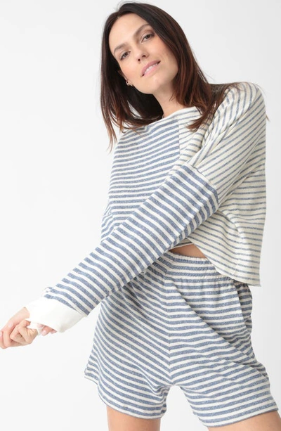 Shop Electric & Rose Tai Mix Stripe Sweatshirt In Indigo/ Ivory