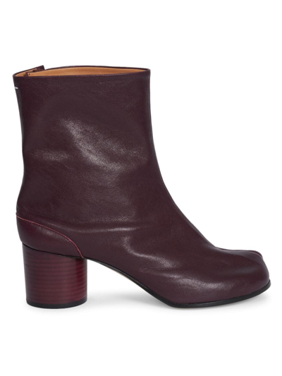Shop Maison Margiela Women's Tabi Split-toe Leather Boots In Merlot