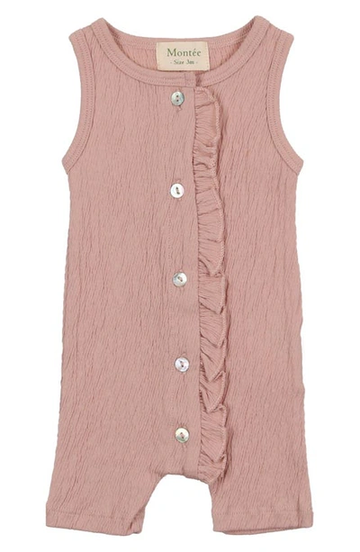 Maniere Ruffle Trim Romper In Pink