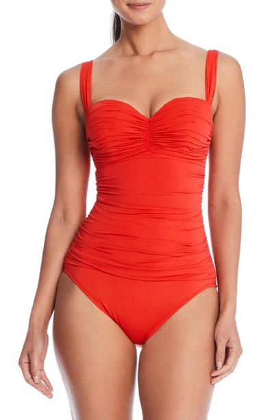 Bleu Rod Beattie Kore Shirred Underwire One-piece Swimsuit In Golden Gate