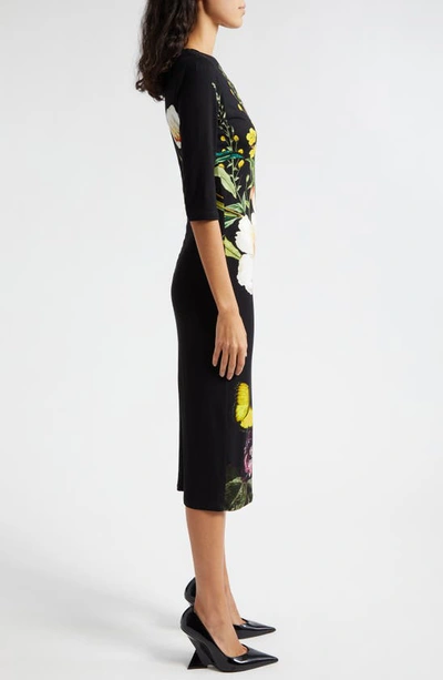 Shop Alice And Olivia Delora Floral Midi Dress In Essential Floral