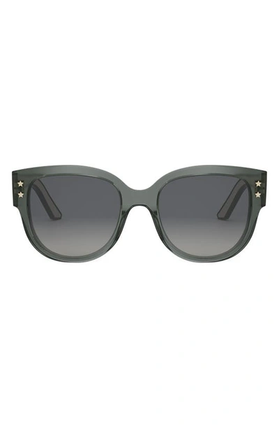 Shop Dior 'pacific B2i 54mm Butterfly Sunglasses In Shiny Dark Green / Smoke