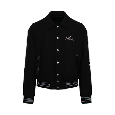 Amiri Twill Wool Bones Bomber Jacket With Patches