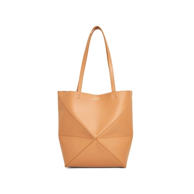 Loewe Puzzle Fold Medium Tote Bag In Shiny Leather
