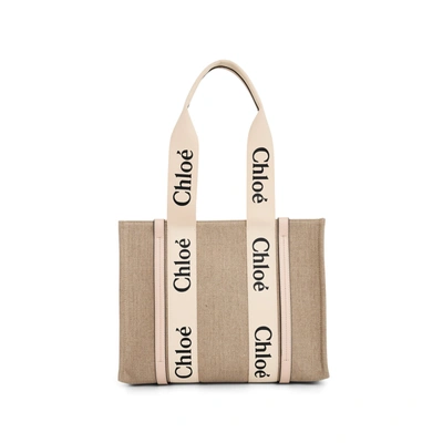 Chloé Sac Cabas Moyen Woody En Lin