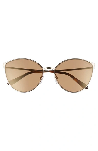 Shop Tom Ford Zeila 60mm Mirrored Cat Eye Sunglasses In Rose Gold/ Havana/ Brown Gold