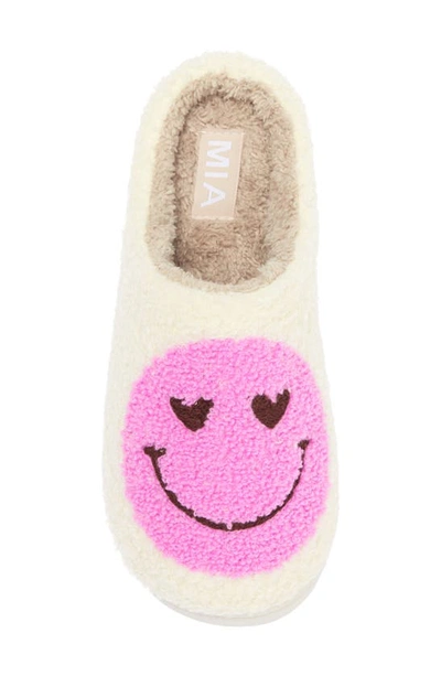 Shop Mia Cozi Slipper In Pink Heart/ Happy Face