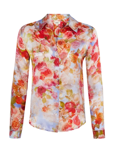 Shop L Agence Tyler Silk Blouse In Multi Soft Cloud Floral