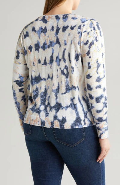 Shop Nic + Zoe Rolling Clouds V-neck Sweater In Blue Multi