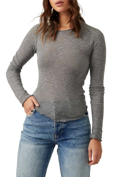 Shop Free People Be My Baby Long Sleeve T-shirt In Heather Grey
