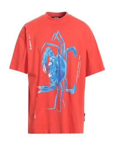 Shop Msgm Man T-shirt Tomato Red Size L Cotton