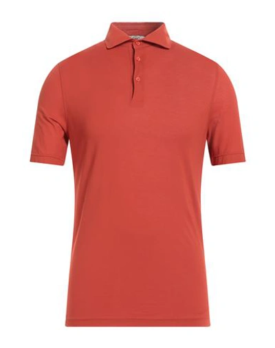Shop Kired Man Polo Shirt Rust Size 44 Cotton In Red
