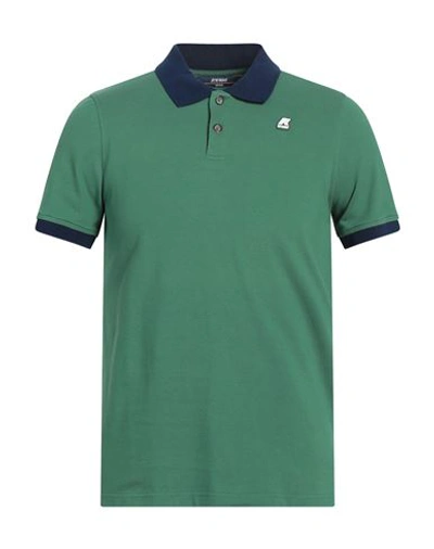 Shop K-way Man Polo Shirt Green Size M Cotton, Elastane