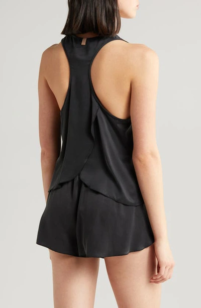 Lunya Racerback Washable Silk Short Pajamas In Immersed Black
