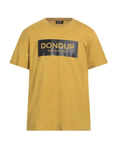 Shop Dondup Man T-shirt Mustard Size L Cotton In Yellow
