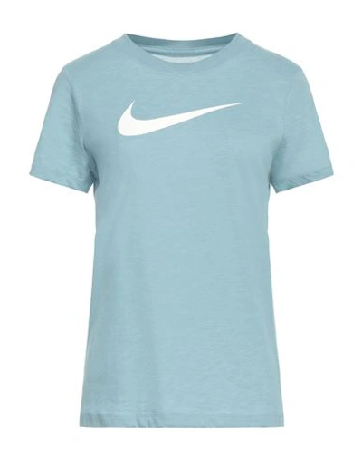 Shop Nike Woman T-shirt Pastel Blue Size L Cotton, Polyester