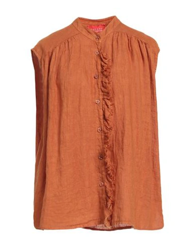 Shop Ouvert Dimanche Woman Shirt Camel Size Onesize Linen In Beige