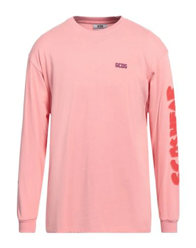 Shop Gcds Man T-shirt Pink Size S Cotton