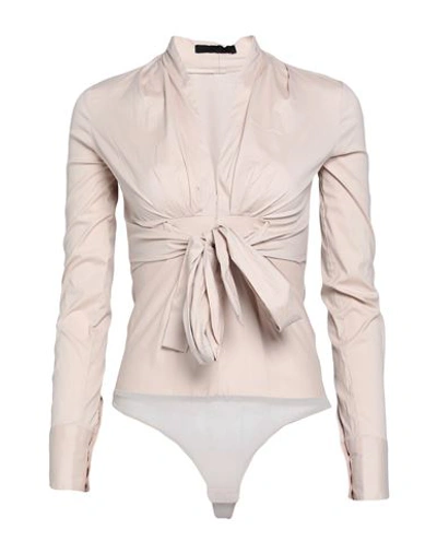 Shop Pinko Woman Bodysuit Blush Size 4 Cotton, Polyamide, Elastane