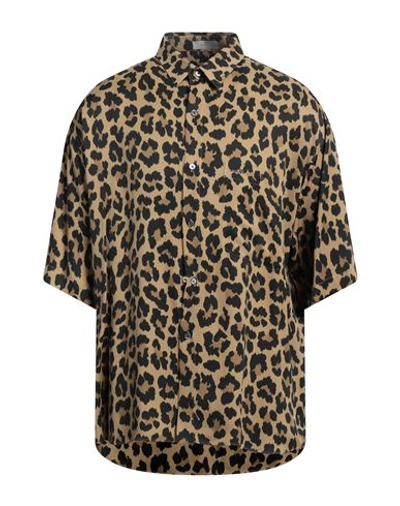 Shop Dior Homme Man Shirt Khaki Size 16 Viscose In Beige