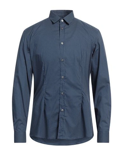 Shop Grey Daniele Alessandrini Man Shirt Midnight Blue Size 17 Cotton