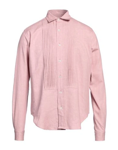 Shop Golden Goose Man Shirt Pastel Pink Size M Linen, Cotton