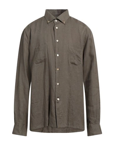 Shop Kiton Man Shirt Military Green Size 3xl Linen