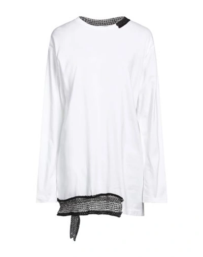 Shop Y's Yohji Yamamoto Woman T-shirt White Size 2 Cotton, Acrylic, Rayon, Polyester