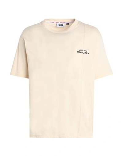 Shop Gcds Man T-shirt Beige Size L Cotton