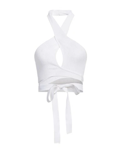 Msgm Woman Top White Size L Viscose, Polyester In White