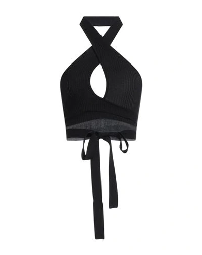 Msgm Woman Top Black Size L Viscose, Polyester In Black