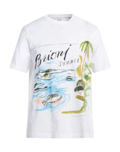 Shop Brioni Man T-shirt White Size L Cotton