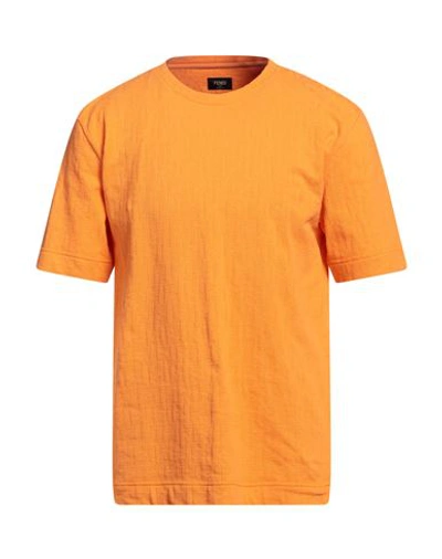 Shop Fendi Man T-shirt Orange Size L Cotton