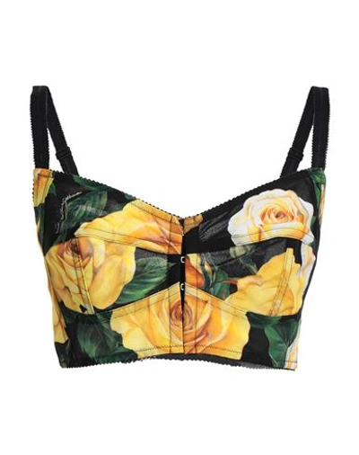 Shop Dolce & Gabbana Woman Top Yellow Size 12 Polyamide, Elastane