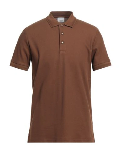 Shop Burberry Man Polo Shirt Brown Size M Cotton