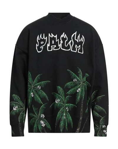 Shop Palm Angels Man Sweatshirt Black Size Xl Cotton, Polyester